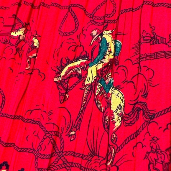 Sharon Young USA Pleated Western Cowboy Flared Maxi Skirt & Elastic waist size M - Picture 9 of 12